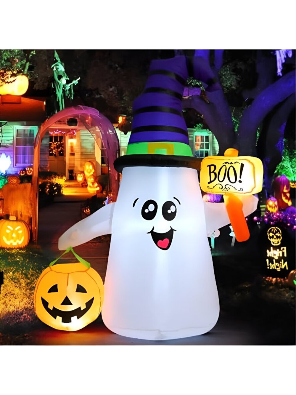 5 FT Halloween Inflatables Ghost Outdoor Decorations Blow Up Yard Cute